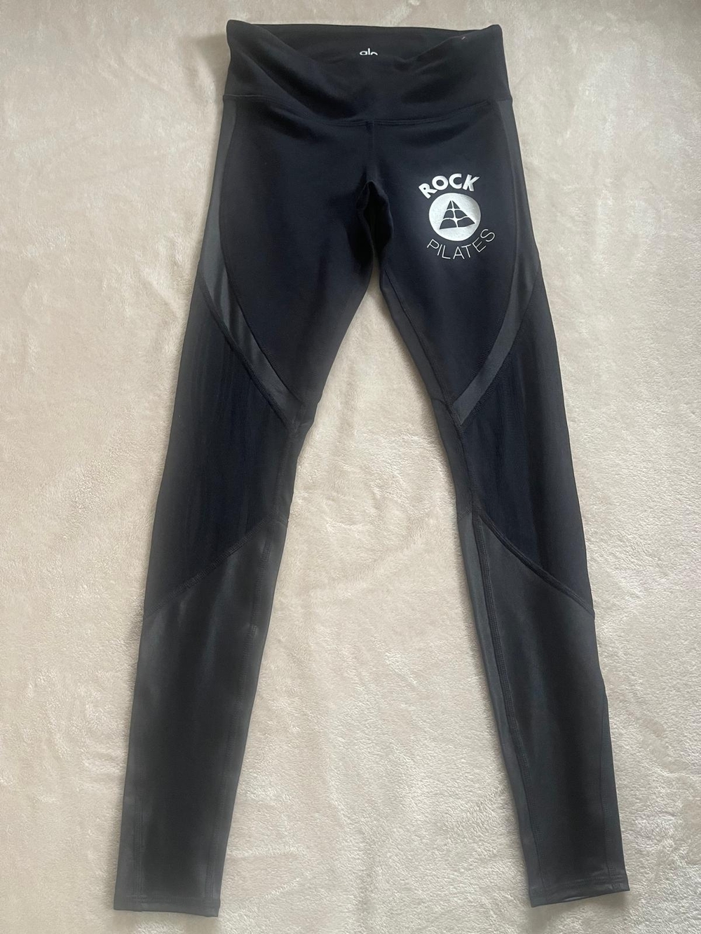 ALO Yoga Black Rock Pilates Logo  Leggings